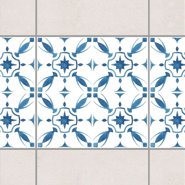 Bordo adesivo per piastrelle - Blue White Pattern Series No.1 15cm x 15cm