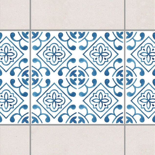 Bordo adesivo per piastrelle - Blue White Pattern Series No.2 15cm x 15cm