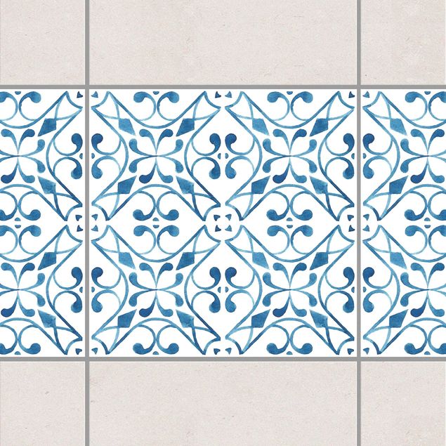 Bordo adesivo per piastrelle - Blue White Pattern Series No.3 15cm x 15cm