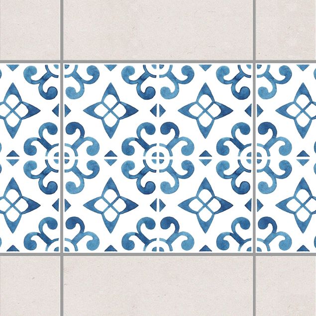 Bordo adesivo per piastrelle - Blue White Pattern Series No.5 15cm x 15cm