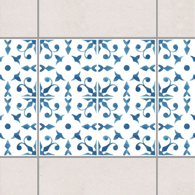 Bordo adesivo per piastrelle - Blue White Pattern Series No.6 15cm x 15cm
