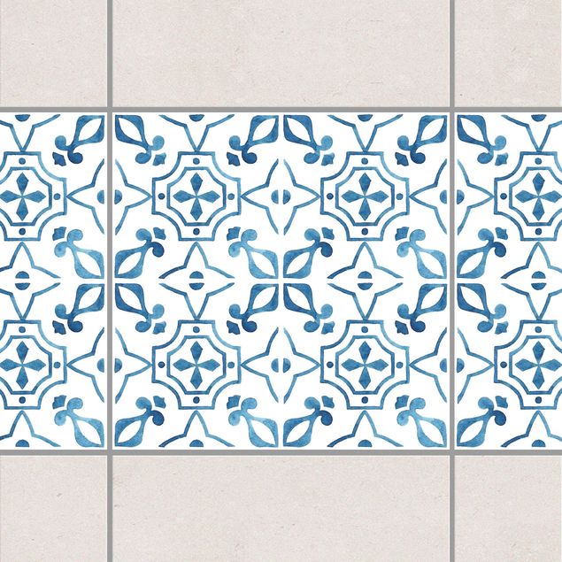 Bordo adesivo per piastrelle - Blue White Pattern Series No.9 15cm x 15cm