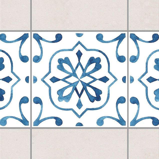 Bordo adesivo per piastrelle - Pattern Blue White Series No.4 15cm x 15cm