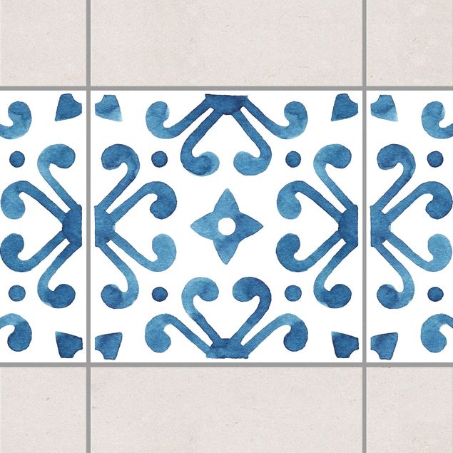 Bordo adesivo per piastrelle - Pattern Blue White Series No.7 15cm x 15cm