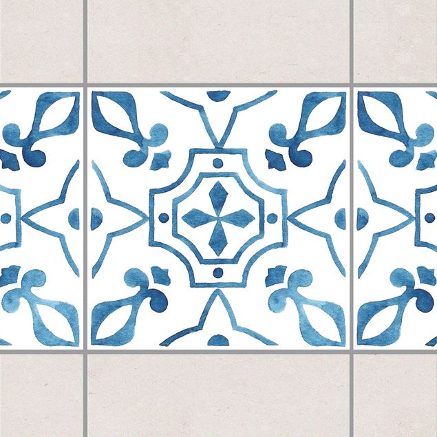 Bordo adesivo per piastrelle - Pattern Blue White Series No.9 15cm x 15cm
