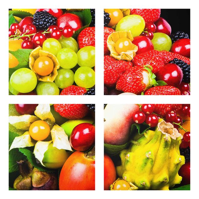 Quadro in vetro - Tropical Fruits - 4 parti set