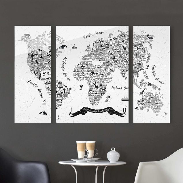 stampe animali Mappa del mondo - tipografica bianca