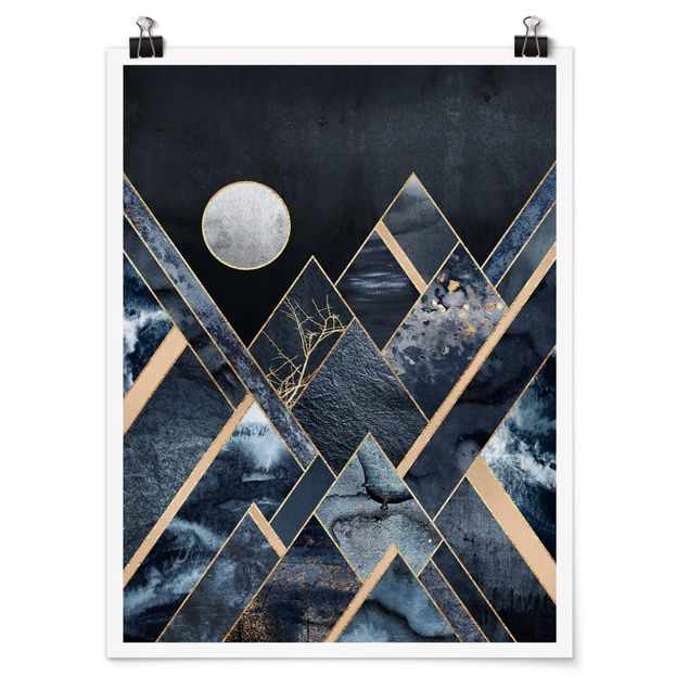 Poster - Golden Moon astratti Black Mountains - Verticale 4:3
