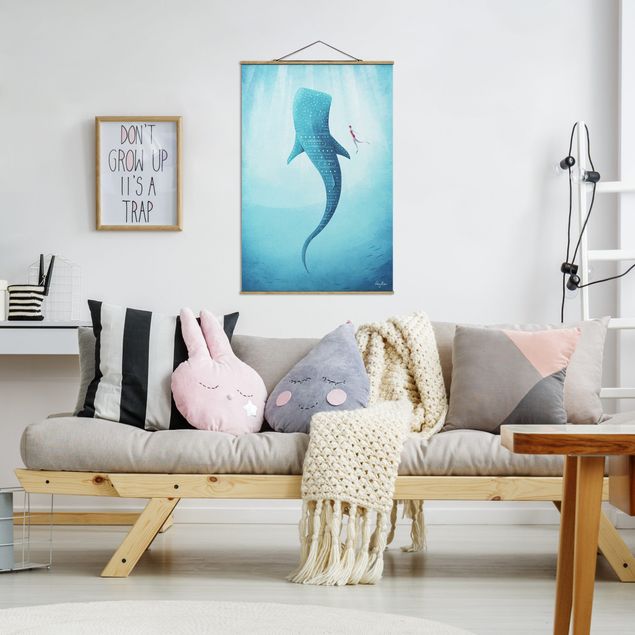 Foto su tessuto da parete con bastone - Lo squalo balena - Verticale 3:2