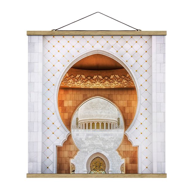 Quadro su tessuto con stecche per poster - Porta della Moschea - Quadrato 1:1