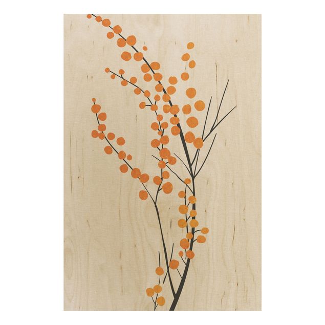 Stampa su legno - Mondo vegetale grafico - Bacche in arancione - Verticale 3:2
