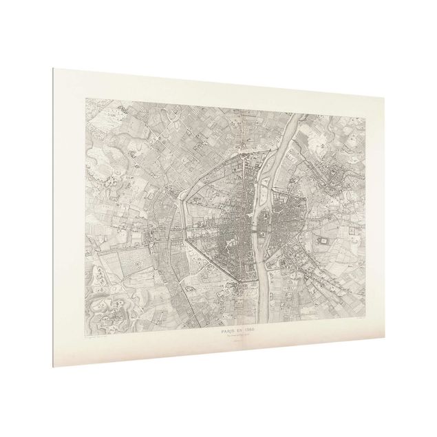 Paraschizzi in vetro - Mappa vintage Paris - Formato orizzontale 4:3