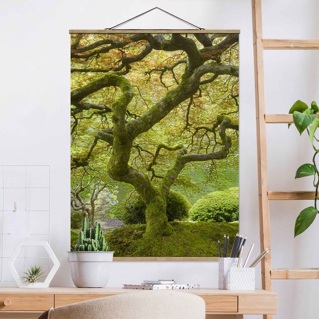 Foto su tessuto da parete con bastone - Verde Giardino Giapponese - Verticale 4:3