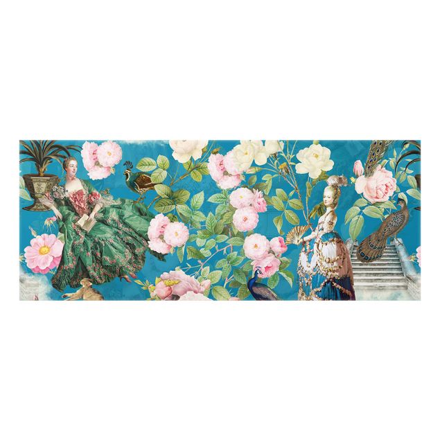 Paraschizzi - Vestito pomposo in giardino di rose su blu