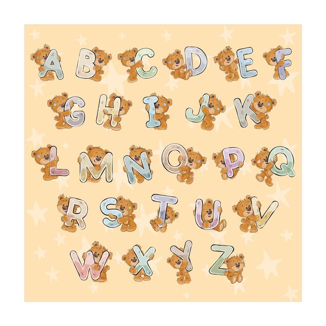 Tappeti in vinile - Impariamo l'alfabeto con Teddy dalla A alla Z - Quadrato 1:1