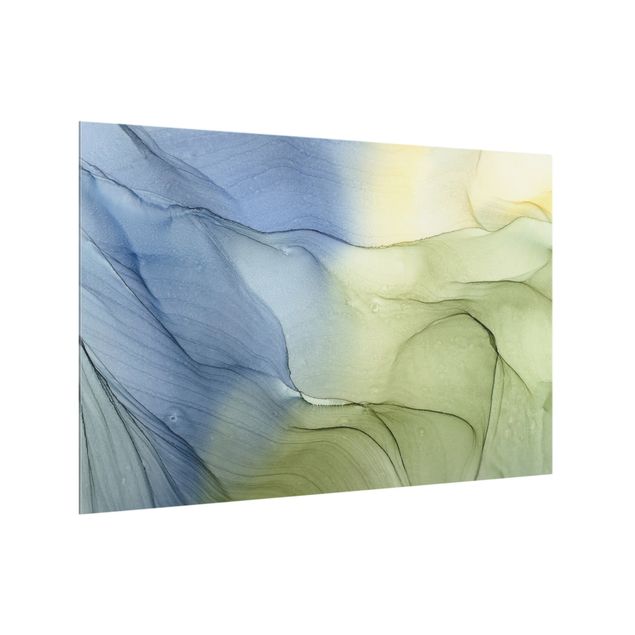 Paraschizzi in vetro - Mélange di grigio bluastro con verde muschio - Formato orizzontale 3:2