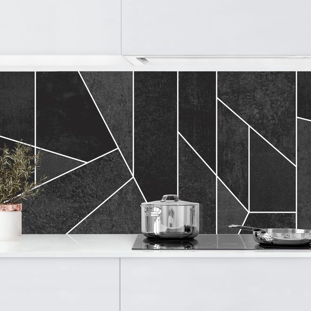 Rivestimenti cucina pannello Acquerello geometrico in bianco e nero