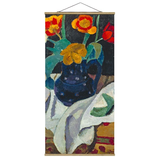 Quadro su tessuto con stecche per poster - Paula Modersohn-Becker - Natura morta con tulipani - Verticale 2:1