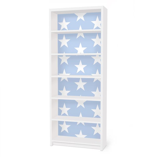 Carta adesiva per mobili IKEA - Billy Libreria - White Stars On Blue