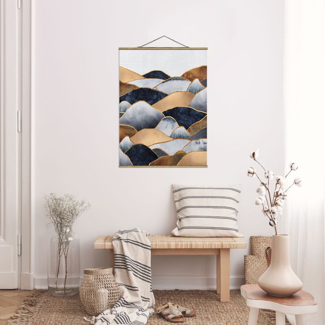 Foto su tessuto da parete con bastone - Elisabeth Fredriksson - Oro Monti Acquerello - Verticale 4:3