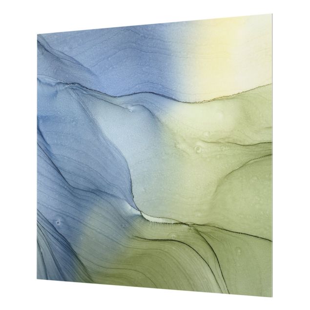 Paraschizzi in vetro - Mélange di grigio bluastro con verde muschio - Quadrato 1:1