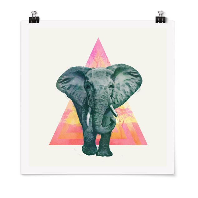 Poster - Illustrazione Elephant anteriore Triangolo Pittura - Quadrato 1:1