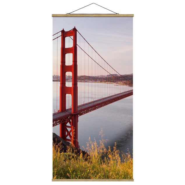 Quadro su tessuto con stecche per poster - Golden Gate Bridge di San Francisco - Verticale 2:1