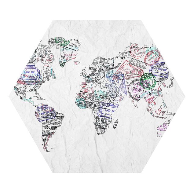 Esagono in forex - Timbro del passaporto Mappa del mondo