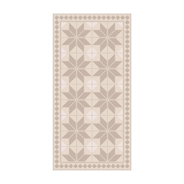 Beige tappeti moderni soggiorno Piastrelle geometriche Fiore stella Sand con bordo stretto