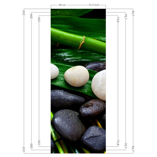 Rivestimento per doccia - Bambù verde con pietre zen