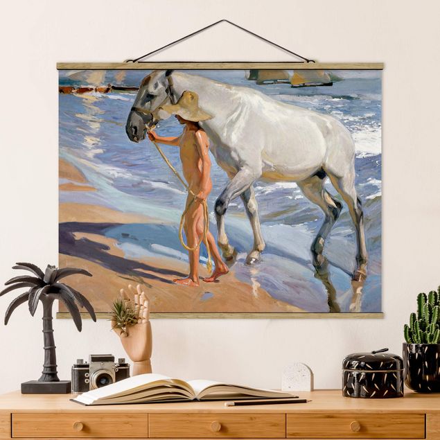 Quadri animali Joaquin Sorolla - Il bagno del cavallo