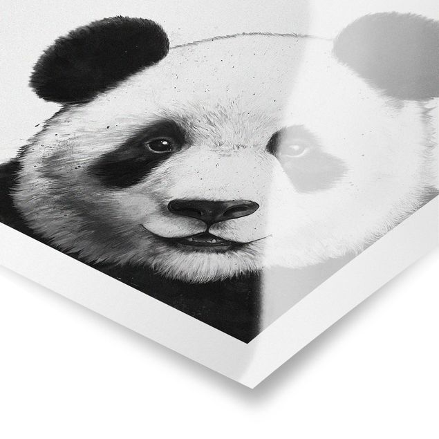 Poster - Illustrazione pittura Panda Bianco e nero - Quadrato 1:1