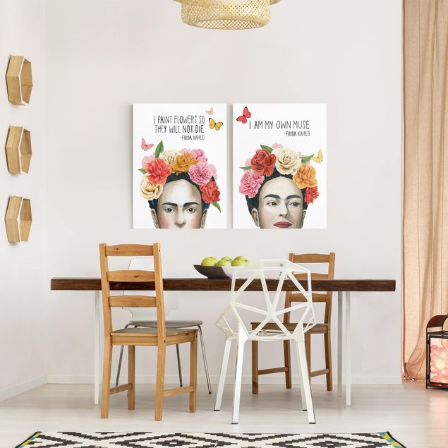 Quadri moderni per soggiorno Pensieri di Frida Set I