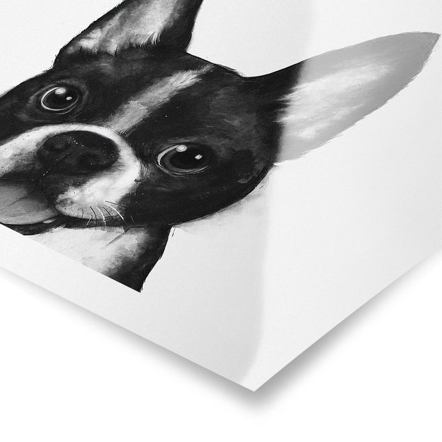 Poster - Illustrazione Dog Boston Monochrome Pittura - Verticale 4:3