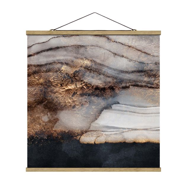 Quadro su tessuto con stecche per poster - Elisabeth Fredriksson - Oro Marmo Painted - Quadrato 1:1