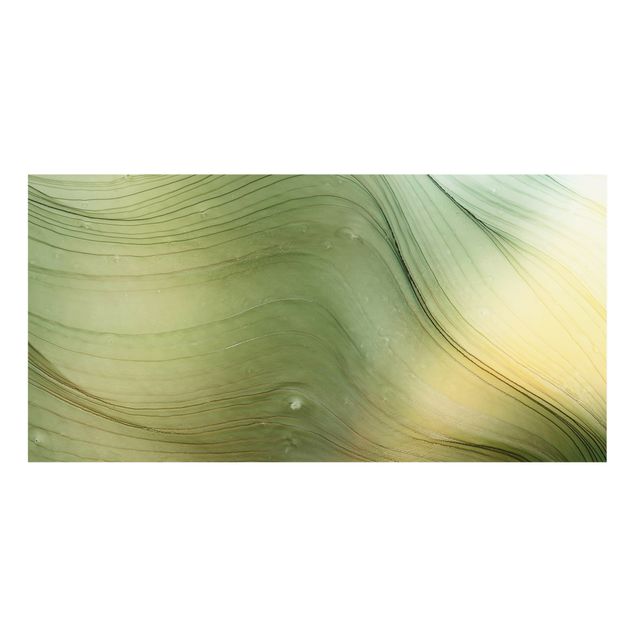 Paraschizzi in vetro - Mélange di verde con giallo miele - Formato orizzontale 2:1