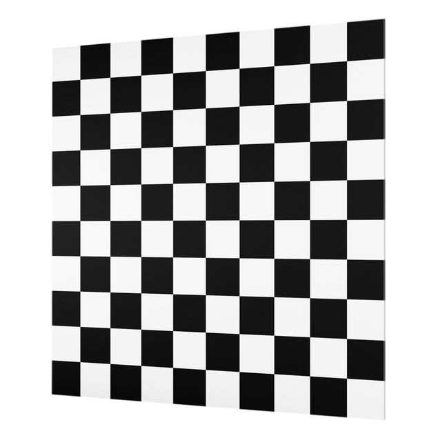 Paraschizzi in vetro - Trama geometrica di scacchiera in bianco e nero - Quadrato 1:1