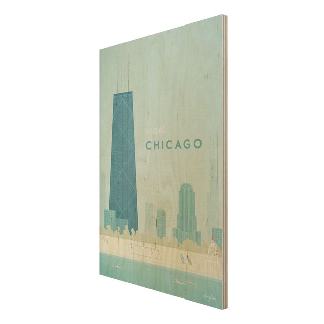 Stampa su legno - Poster viaggio - Chicago - Verticale 3:2