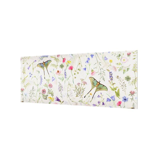 Paraschizzi - Farfalle con fiori su sfondo crema