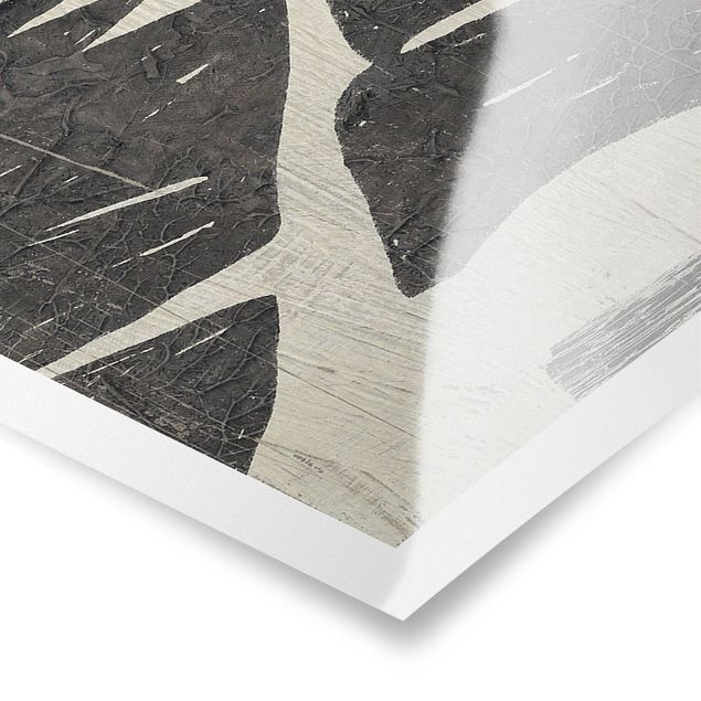 Poster - Foglie di palma contro un grigio chiaro - Panorama formato orizzontale