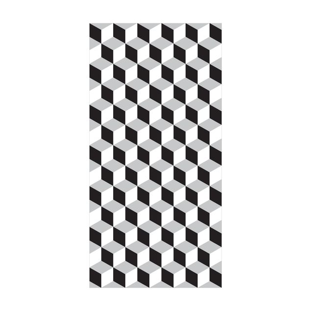 Tappeti bianco e nero Mix di piastrelle geometriche Cubi Nero