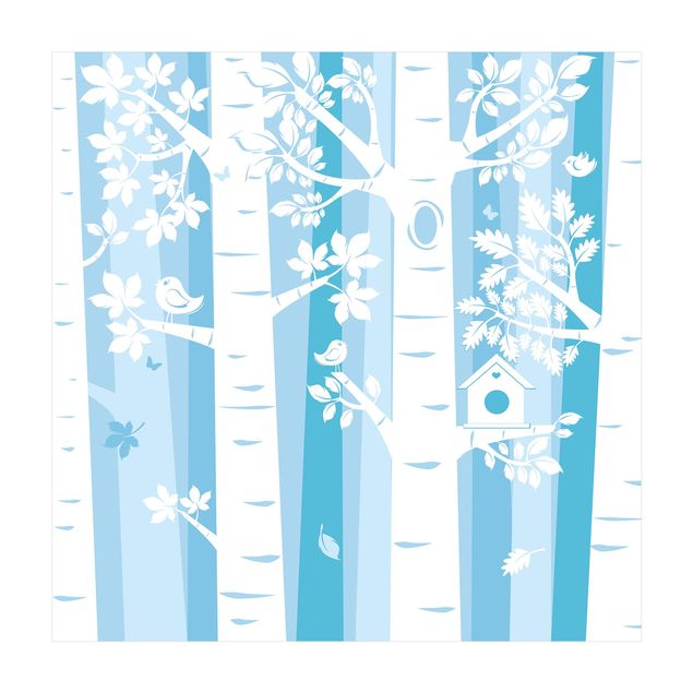 Tappeto blu soggiorno Alberi nella foresta blu