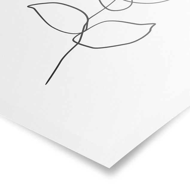 Poster - Line Art ramo bianco e nero - Verticale 4:3
