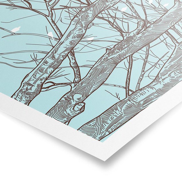 Poster - winter Trees - Quadrato 1:1