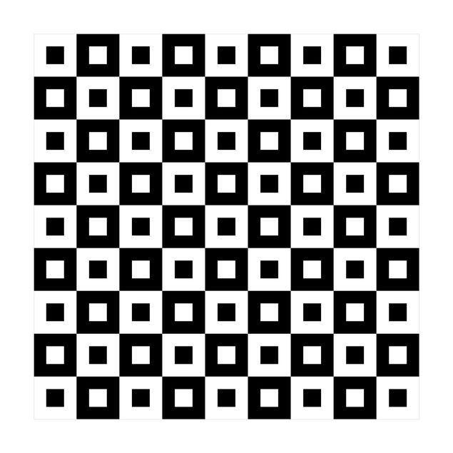 Tappeto bianco e nero moderno Motivo geometrico di quadrati bianchi e neri,