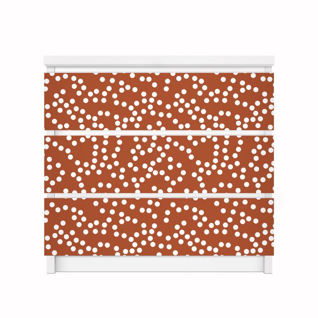 Carta adesiva per mobili IKEA - Malm Cassettiera 3xCassetti - Aboriginal dot pattern Brown