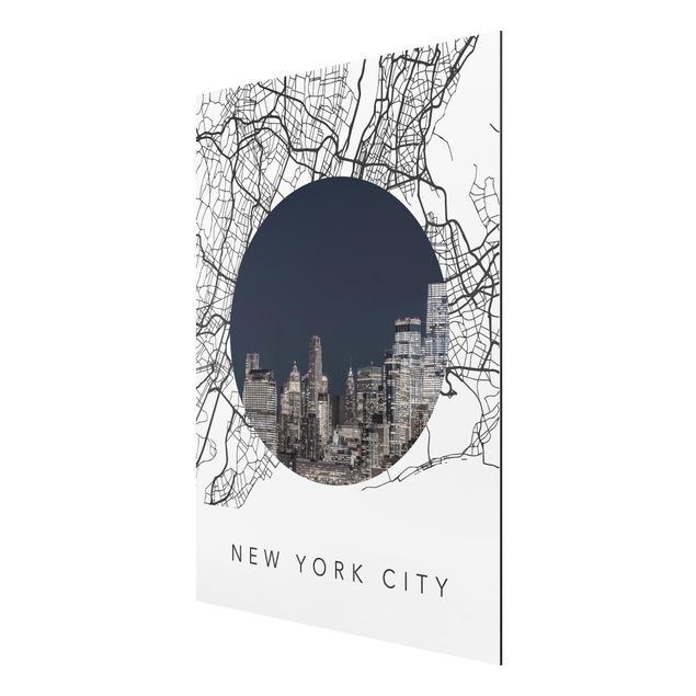 Stampa su alluminio - Collage mappa di New York City