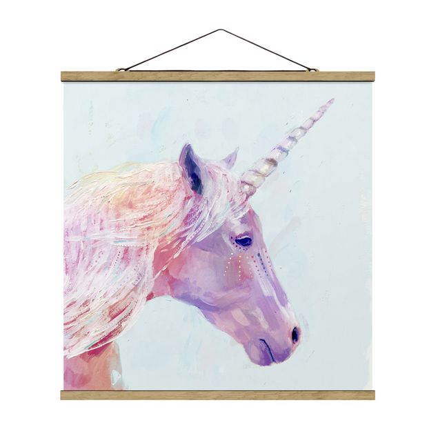 Quadro su tessuto con stecche per poster - Mystic Unicorn I - Quadrato 1:1