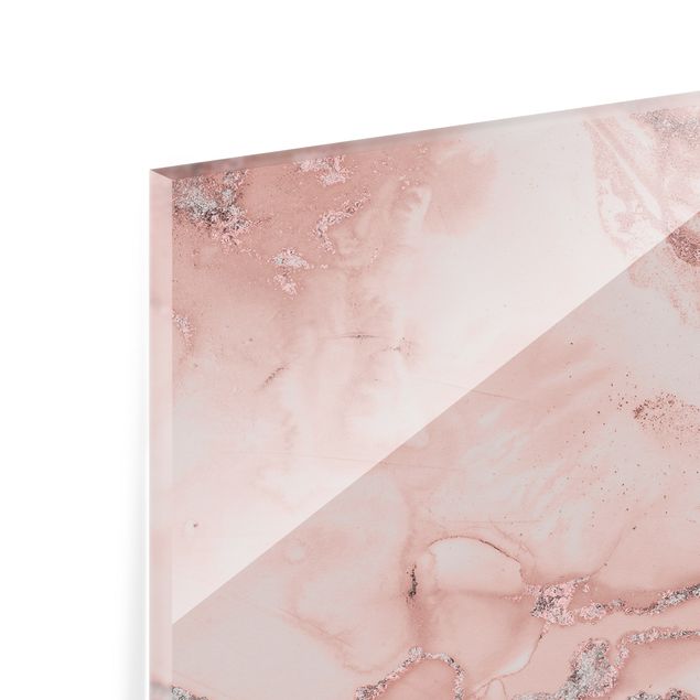 Paraschizzi in vetro - Esperimenti di colore marmo rosa e brillantini - Quadrato 1:1