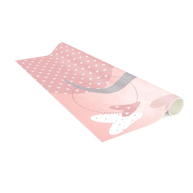 Tappeto bagno rosa Tappeto grafico per bambini - Stelle e luna